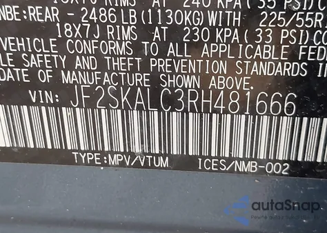 2024 Subaru Forester Limited из США, поврежденный, VIN JF2SKALC3RH481666